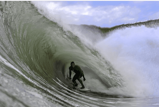 Surfer Mike Golder in the barrel