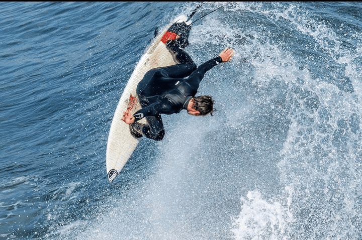 Surfer Xica Hansen of Santa Cruz catching air