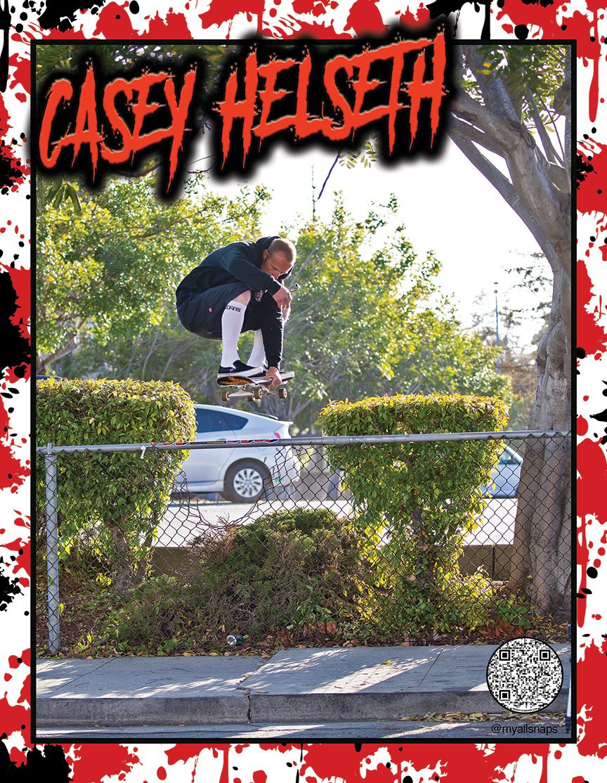 Skateboarder Casey Helseth ollies a fence in Santa Cruz
